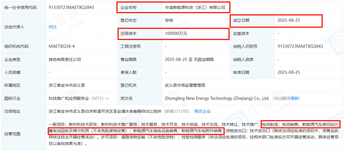 中创新航与零跑汽车合资公司正式成立！